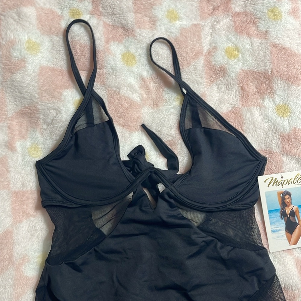 NWT Mapale black one piece swimsuit L/XL - Picture 3 of 10